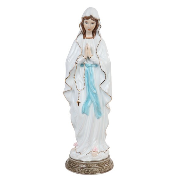 Our Lady of Lourdes Porcelain Statue Fine Decorative Relgious Art