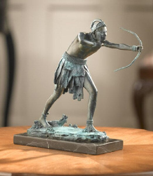 Indian With Bow Bronze Statue in the Hunt