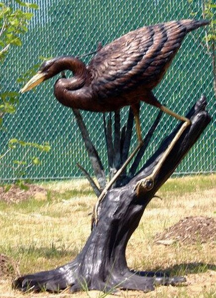 life size bronze statue heron or crane outdoor bird sculpture yard art
