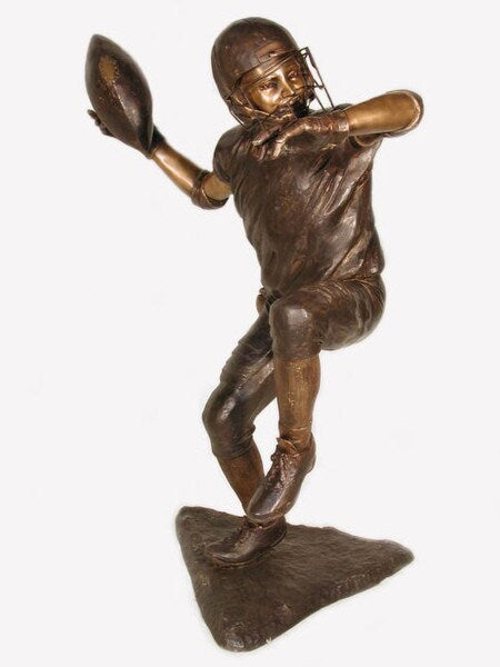 Boy Throwing Football Bronze Sculpture
