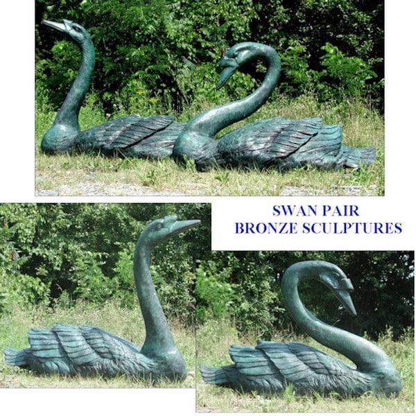 Swan Set of Sculptures perfect for enhancing gardens, parks, or water features