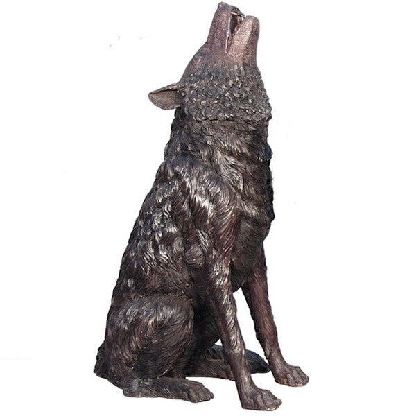 Howling Wolf Bronze Sculpture Life Size Statue 37"
