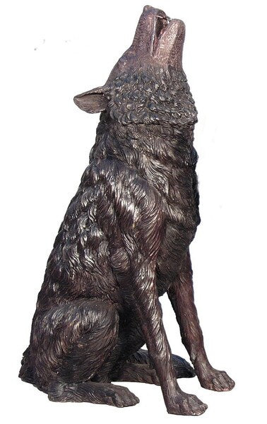 Howling Wolf Bronze Sculpture Life Size Statue 37"