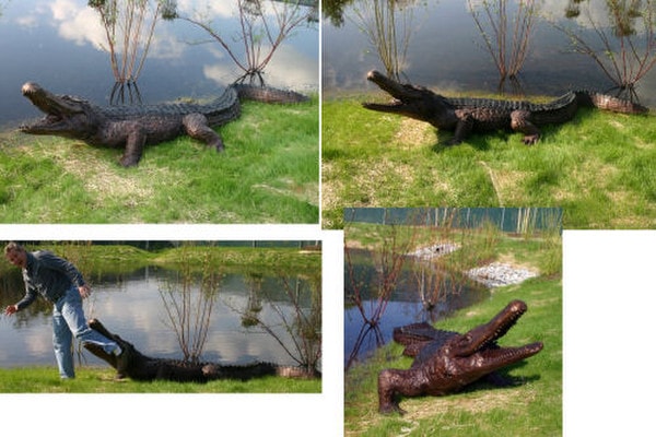 Bronze Alligator Water Feature Sculpture