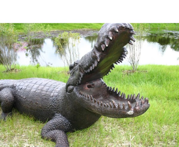 Bronze Alligator Water Feature Sculpture