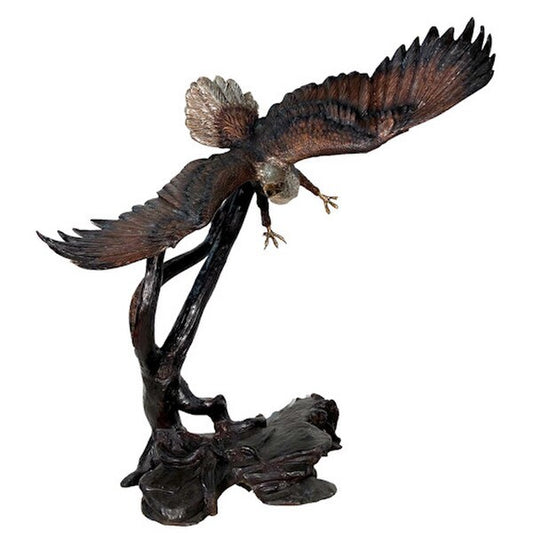 Life Size Bronze Eagle In A Tree Bronze Sculpture Grand-Scale