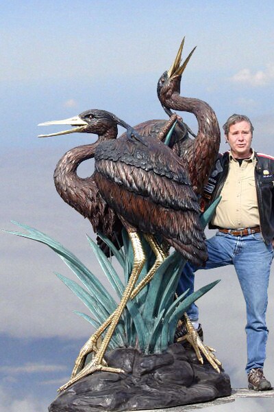 Two Giant Cranes Water Feature 89" High