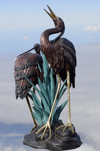 Two Giant Cranes Water Feature 89" High