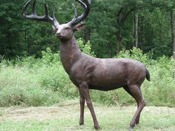 American White Tailed Deer Bronze Sculpture Life Size Statue Huge
