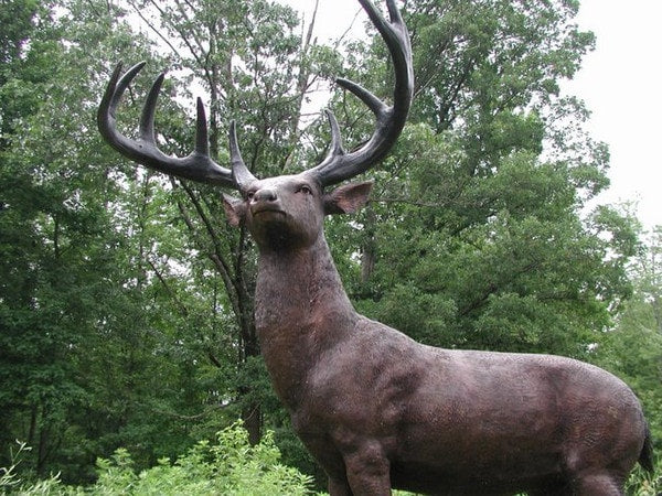 American White Tailed Deer Bronze Sculpture Life Size Statue Hunting Lodge
