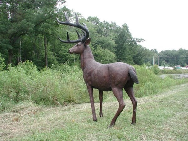Realistic American White Tailed Deer Bronze Sculpture Life Size Statue