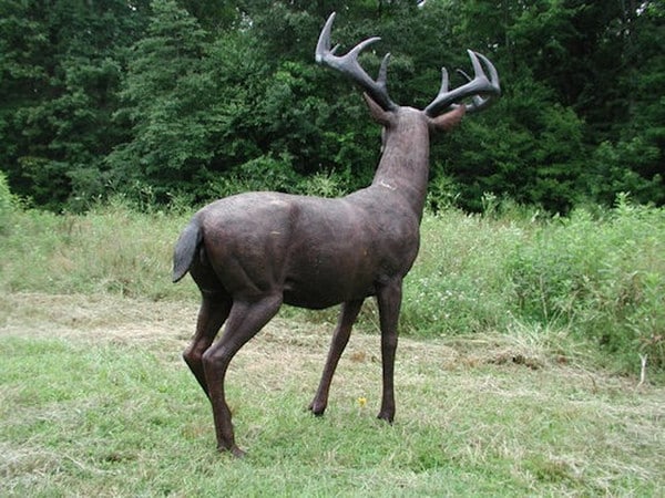 Back View American White Tailed Deer Bronze Sculpture Life Size Statue