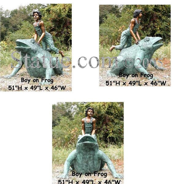 Boy On A Frog Statue Spouting Fountain Bronze Large Spitter