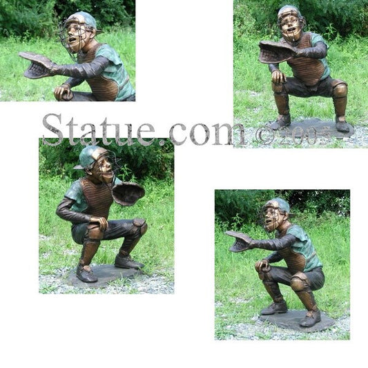 Baseball Catcher Bronze Sculpture
