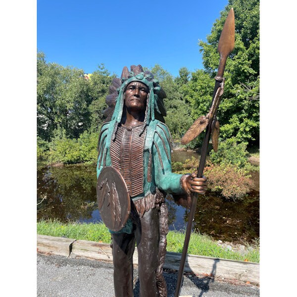 Indian With Spear Life Size Bronze Sculpture Spear Native American Art