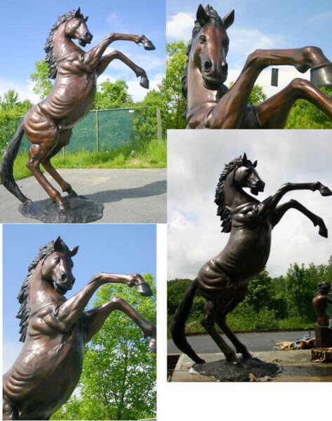Giant Bronze Rearing Horse Sculpture Life Size Plains Walker