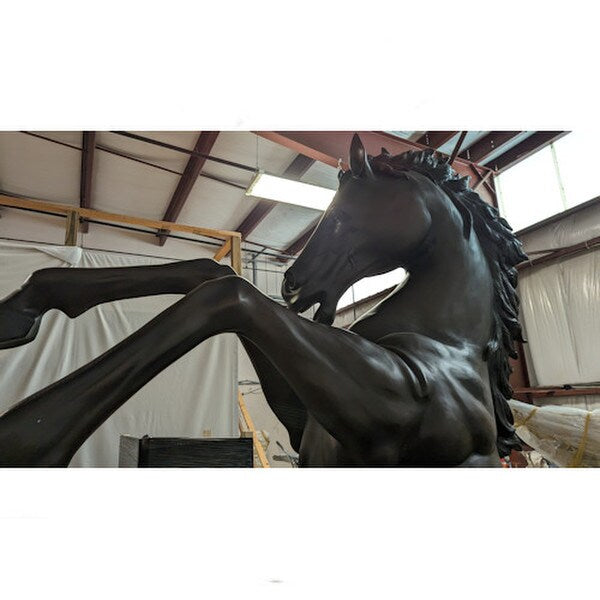 Close up of head Rearing Horse Bronze Statue Quality Stallion Life Size