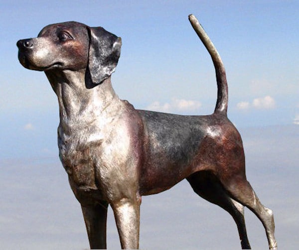 Foxhound bronze statue made of bronze life size sculpture realistic