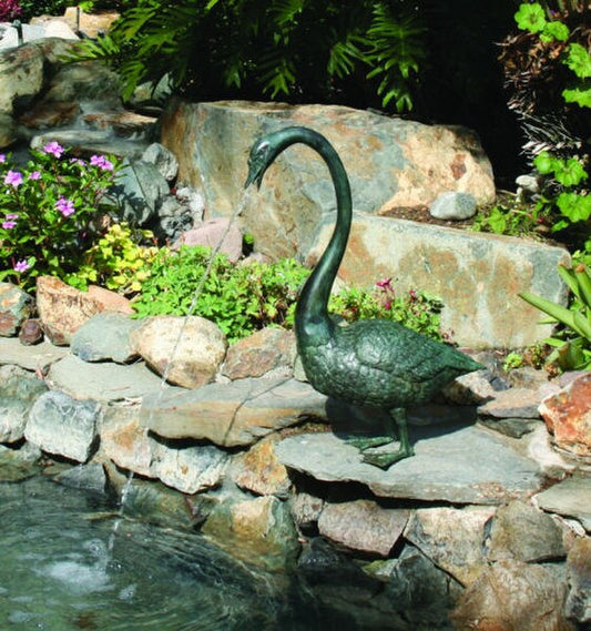 Goose Piped Water Feature Pond Sculpture Bronze Yard Art
