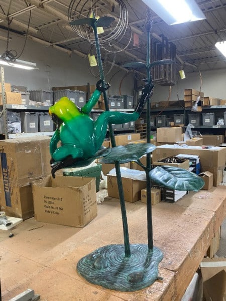 Colorful Frog Spitting Pond Sculpture Bronze High-End Garden Back View