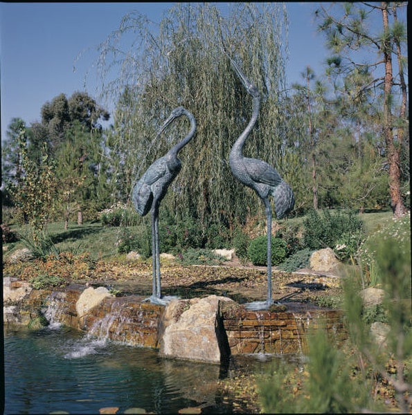 Crane pair piped Water Feature Bronze Statues fountain statuary
