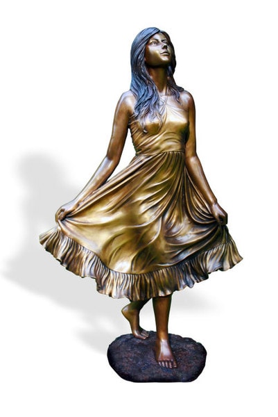 Debutant Girl Bronze Sculpture Large Ethereal Angelic Face Details
