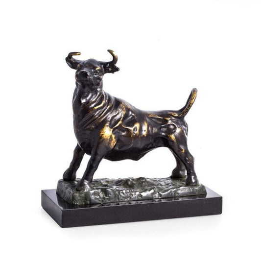 Majestic Bull Sculpture on Marble Base Museum Replica Statue Stock