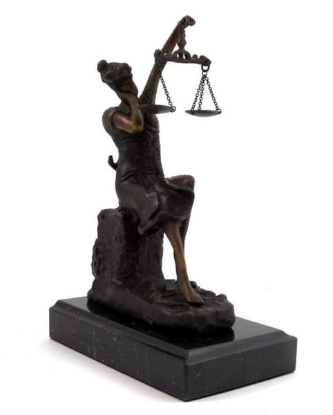 Sleeping Justice Blind Justice Sculpture Bronze Statue Scales Artwork