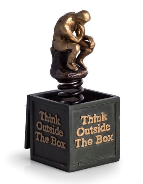 Think Outside The Box Sculpture Thinker Rodin marketing awards