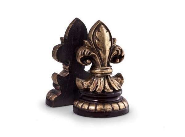 Fleur Di Lis Sculptural Bookend Paris Decrortive Item Desk top Art