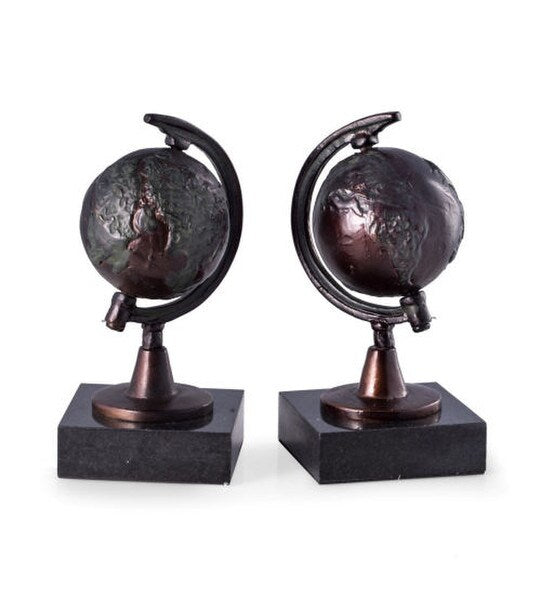 World Globe Bookends Sculptural Artwork Traveler Gift Functional Art
