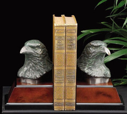Eagle Bookend Pair On Burlwood Bases
