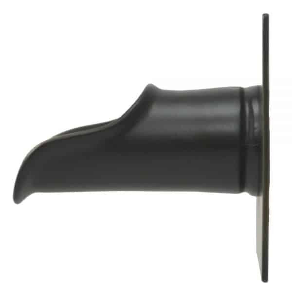Roman Scupper W/ Square Backplate Side View of Emitter Spout Facet