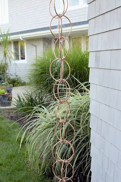 Modern Contemporary Architectural Copper Double Link Rain Chain Downspout