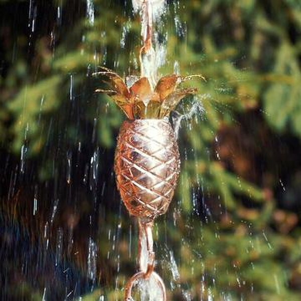 Pineapple Rain Chain Copper Downspout Aloha Handcrafted lifetime