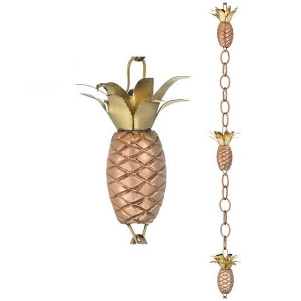 Pineapple Rain Chain Copper Downspout Aloha Welcome Hospitality