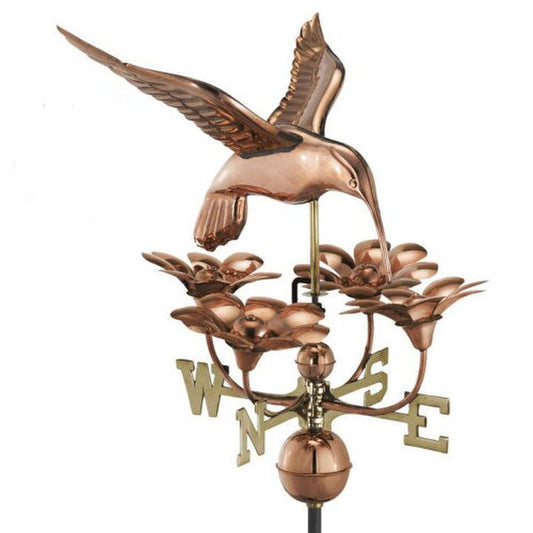 Decorative Hummingbird with Flowers Weathervane birds copper architectural sculptural