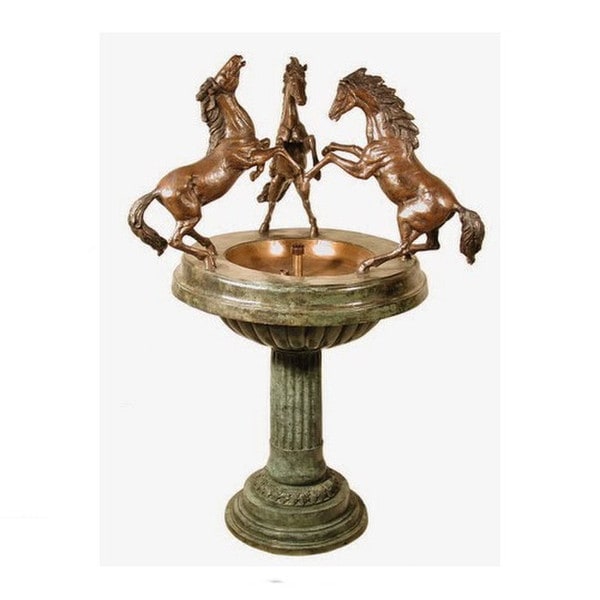 Bronze Horse fountain with three rearing stallions garden sculpture art