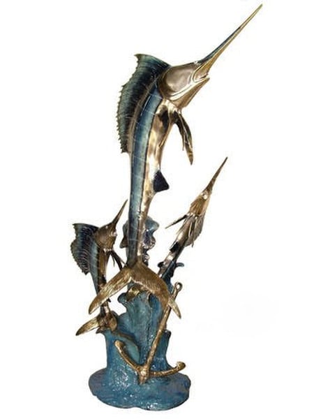 Three Fish Swordfish Water Feature Fountain