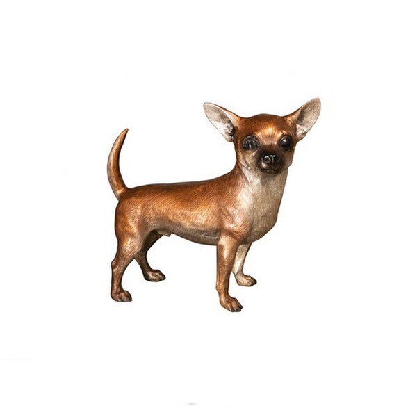Bronze Chihuahua Dog Sculpture Standing Life Size Statue Memorial