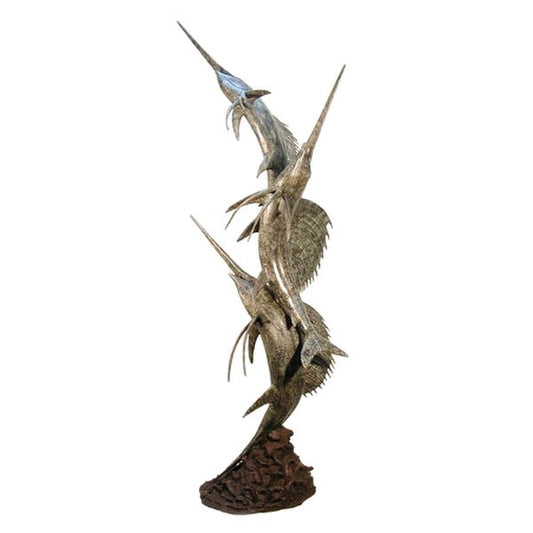 Three Sailfish Water Feature Fountain Bronze Decorative Artwork