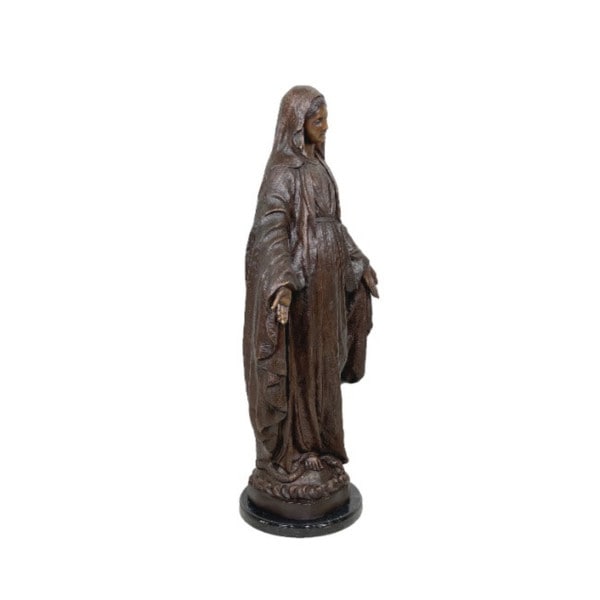 Virgin Mary Madonna with Marble Base Bronze Statue Blessed Mother