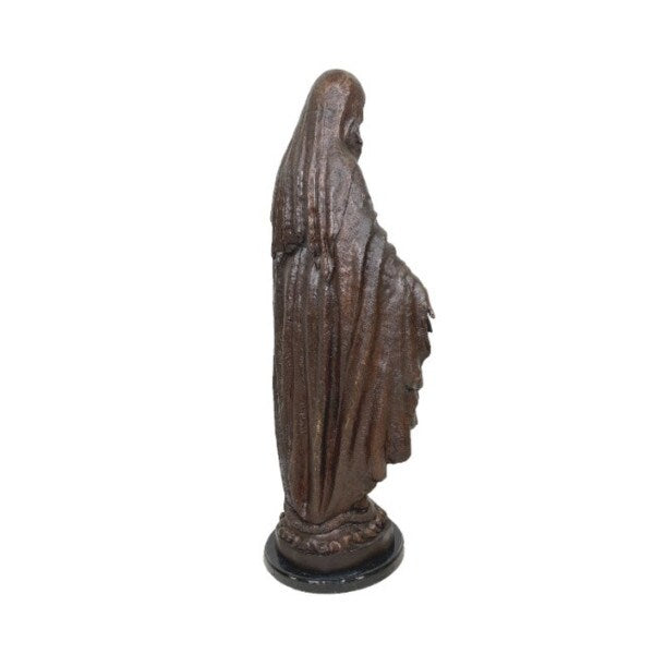 Blessed Mother Madonna with Marble Base Bronze Statue Religious
