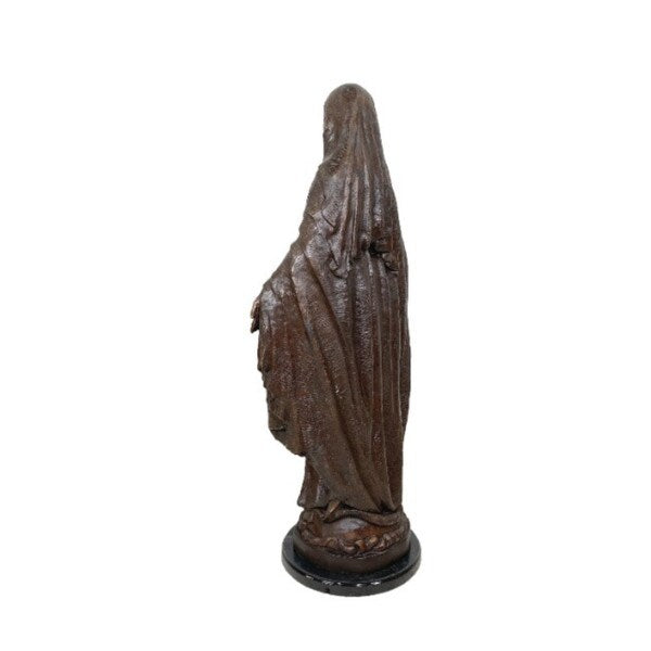 Madonna with Marble Base Bronze Statue on black marble Sculptures
