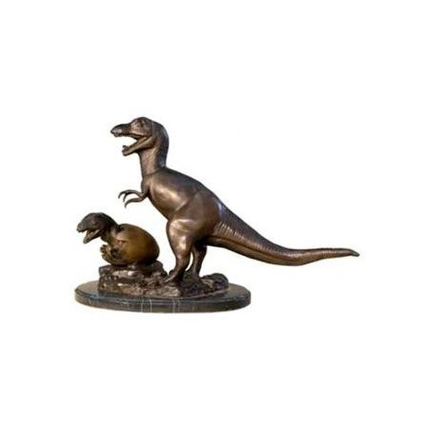 Reggie Dinosaur with Baby And Egg Bronze Statue Bronze on marble base