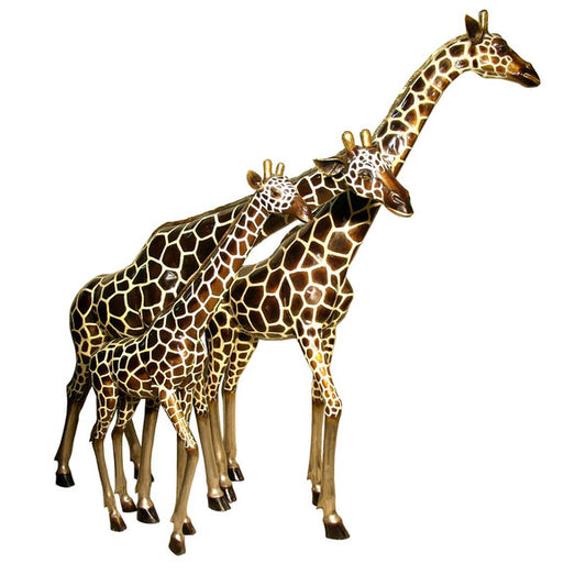 Life Size Giraffe Family Bronze Statues Set of Three Sculptures African