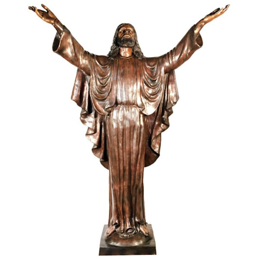Blessing Jesus with Open Arms Bronze Sculpture Church Garden