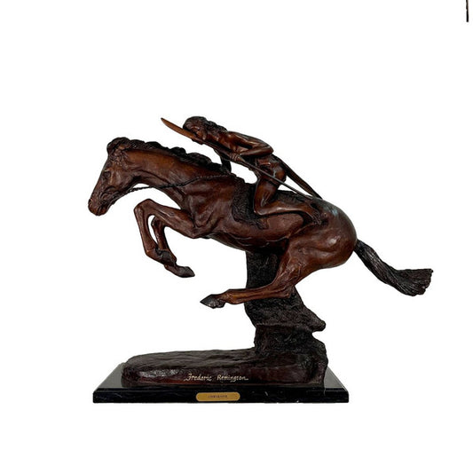 Cheyenne Bronze Statue on Marble Base by Remington Native American