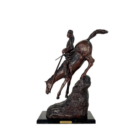 Mountain Man Two Bronze Statue on Marble Base by Remington Sculpture