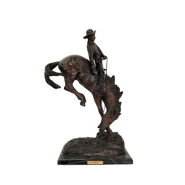 Bronze Remington Outlaw Cowboy Statue Western Sculpture Bronco Bucking